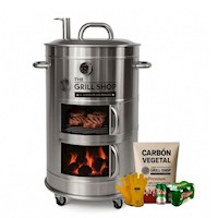 Cilindro Parrillero Mediano Acero Inoxidable Guantes carbón cerveza